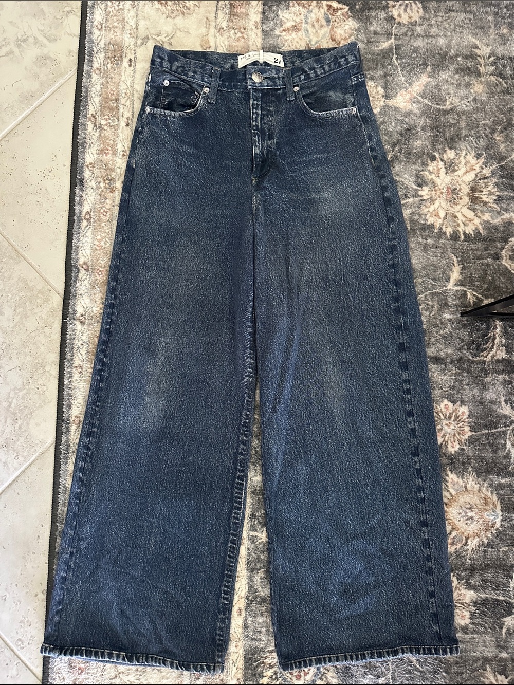 rag & bone Miramar Indigo Blue Wide Leg SWEATPANT Jeans